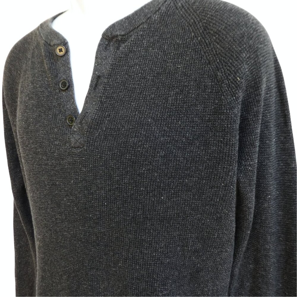 Silk Linen Henley Banana Republic Long Sleeve Thermal Charcoal Grey Streetwear L